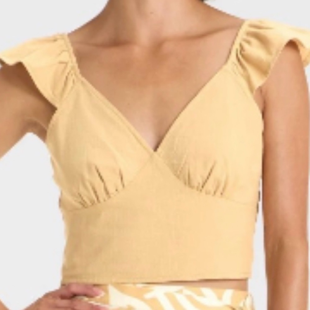 A New Day Tan Smocked Halter Top